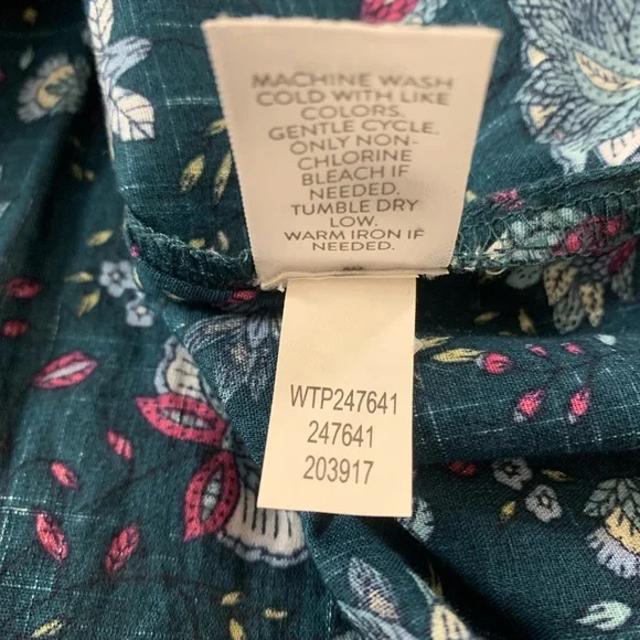 J. Jill Pintuck Floral Flare Sleeve Cotton Top Blouse XL - Picture 11 of 11